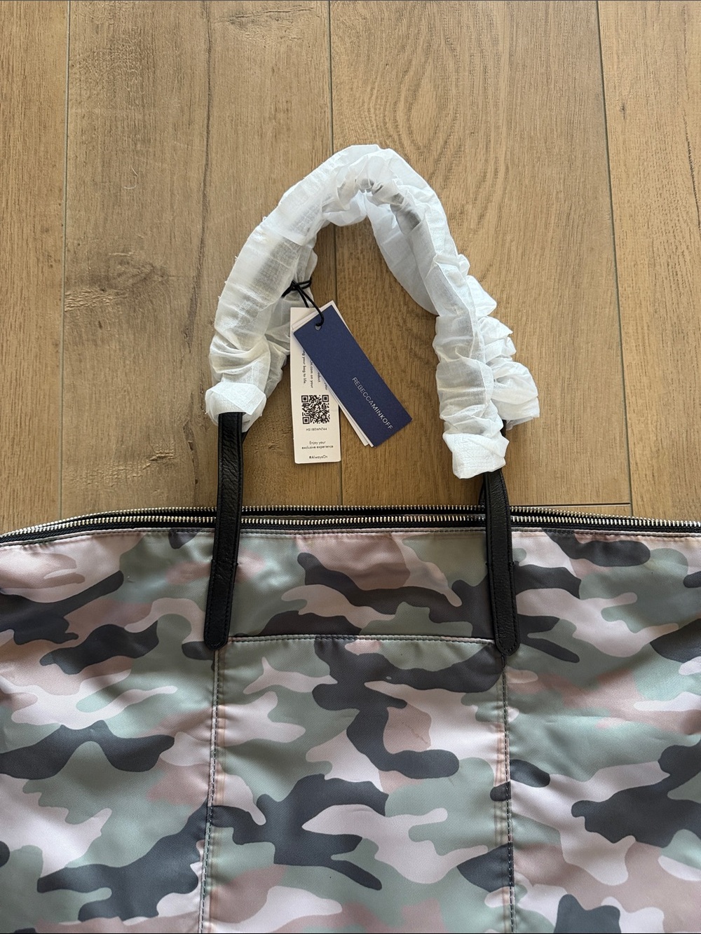 NEW Rebecca Minkoff Camo Washed Nylon Tote Bag - Green Camo - Picture 6 of 14